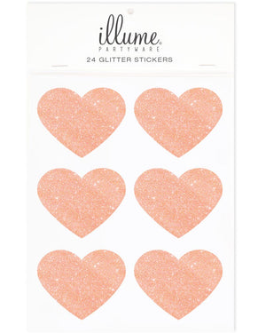 Rose Gold Glitter Heart Sticker Seals Pack of 24