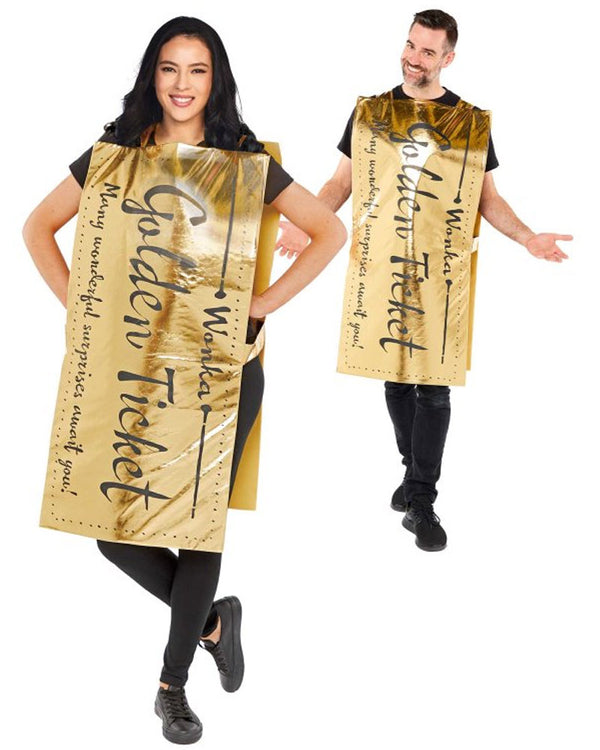 Roald Dahl Charlie and The Chocolate Factory Golden Ticket Adults Costume