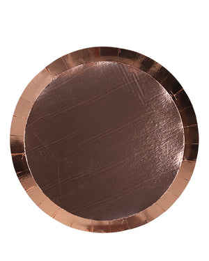 Rose Gold 23cm Round Paper Lunch Plates Pack of 10