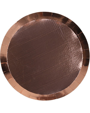 Rose Gold 27cm Round Paper Banquet Plates Pack of 10
