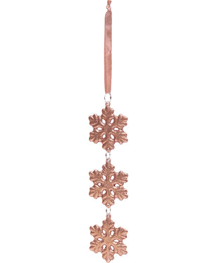 Rose Gold 3 Snowflake Tree Ornament 15cm