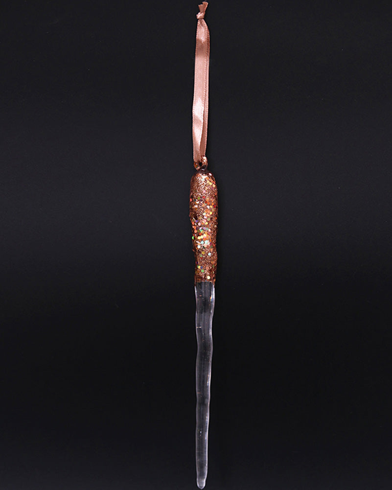 Rose Gold Glitter Icicle Tree Ornament 19cm