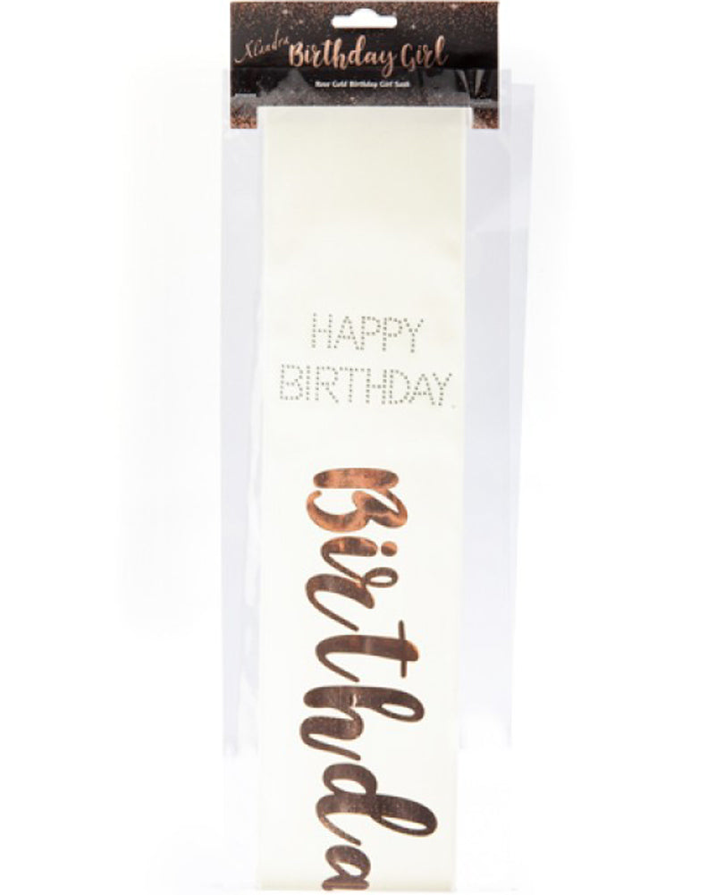 Rose Gold Happy Birthday Girl Sash