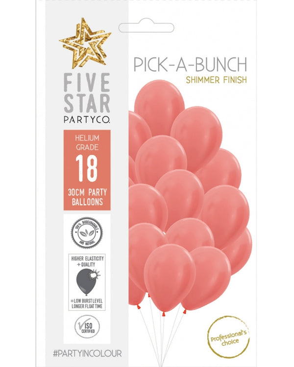 Rose Gold Shimmer Round 30cm Balloons Pack of 18