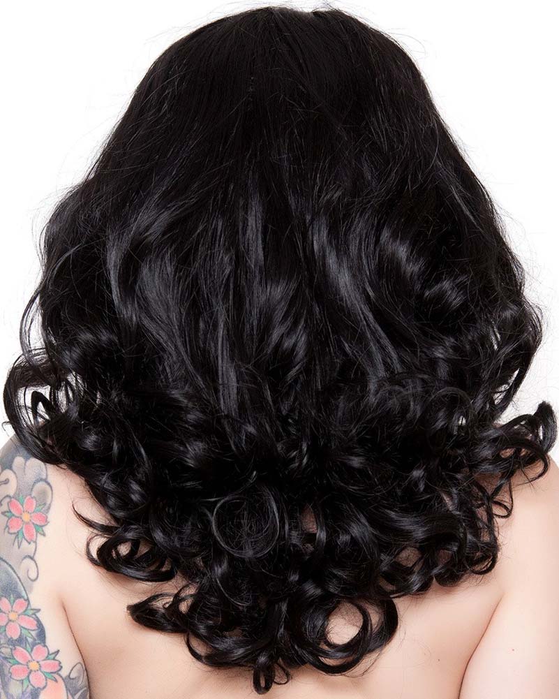 Bang Bang Black Widow Premium Curly Black Wig