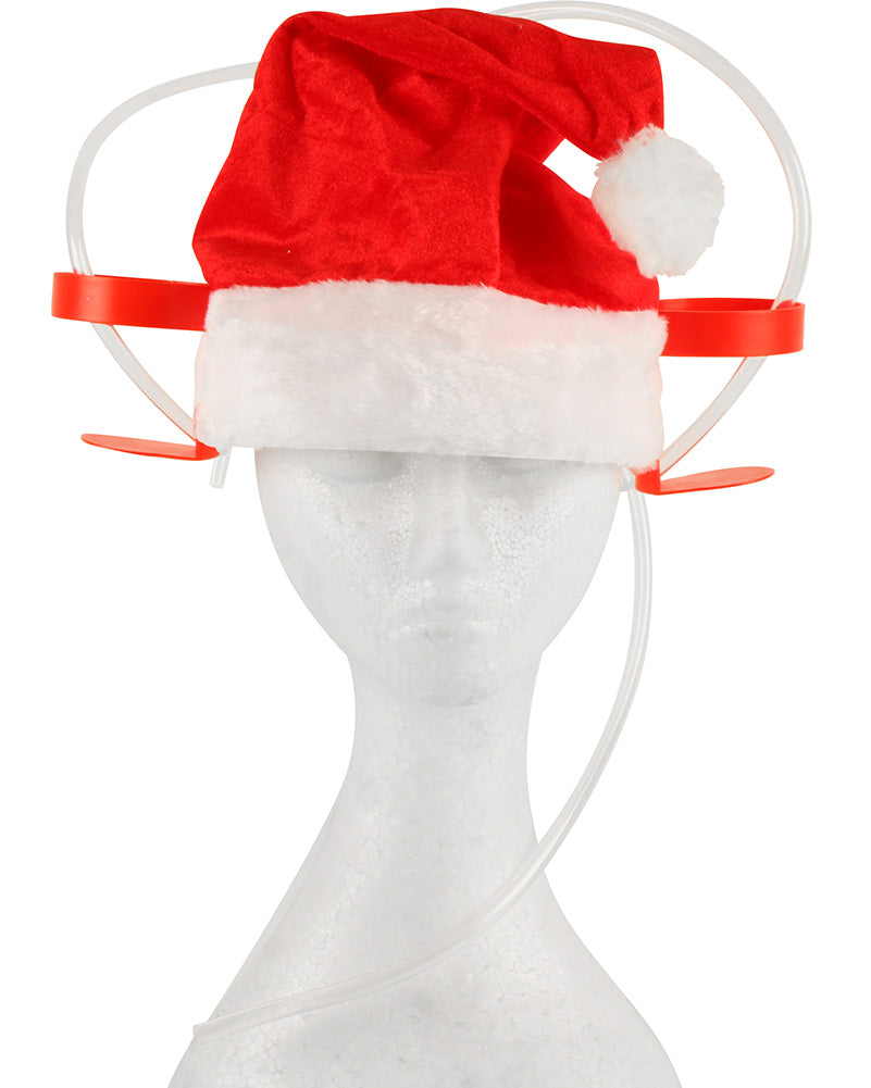 Christmas Santa Beer Hat With Straws 30cm