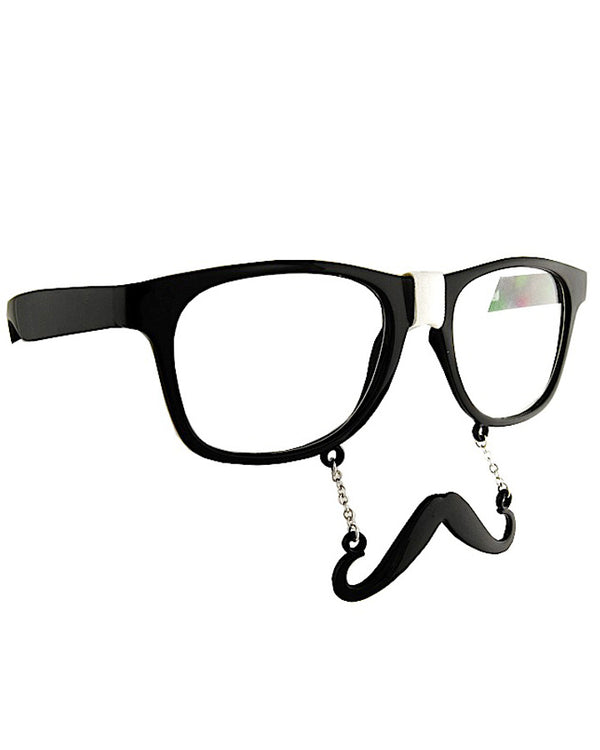 Black Geek Glasses with Stache