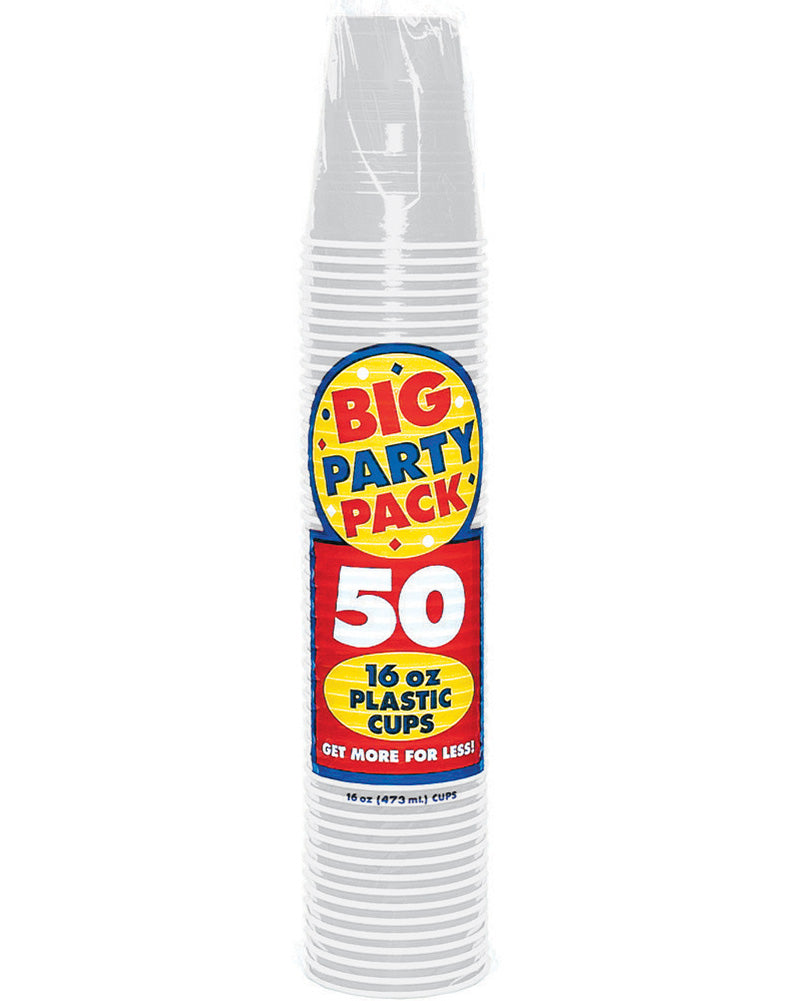 Silver 473ml Plastic Cups Pack of 50