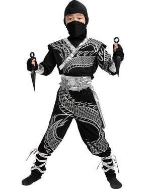 Silver Dragon Ninja Kids Costume