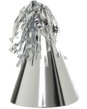 Christmas Silver Party Hat with Tassel Topper Pack of 10