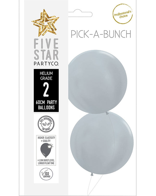 Silver Shimmer Round 60cm Latex Balloons Pack of 2
