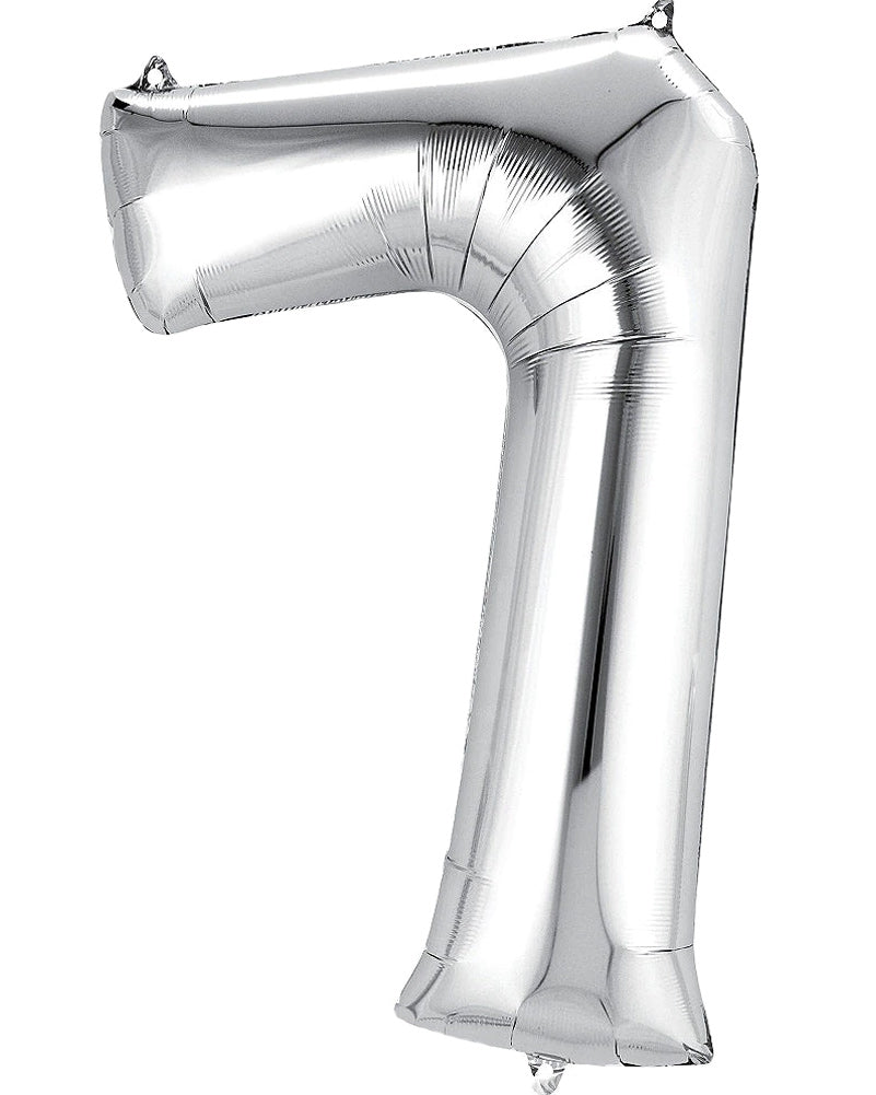 Silver 86cm Number 7 Supershape Foil Balloon