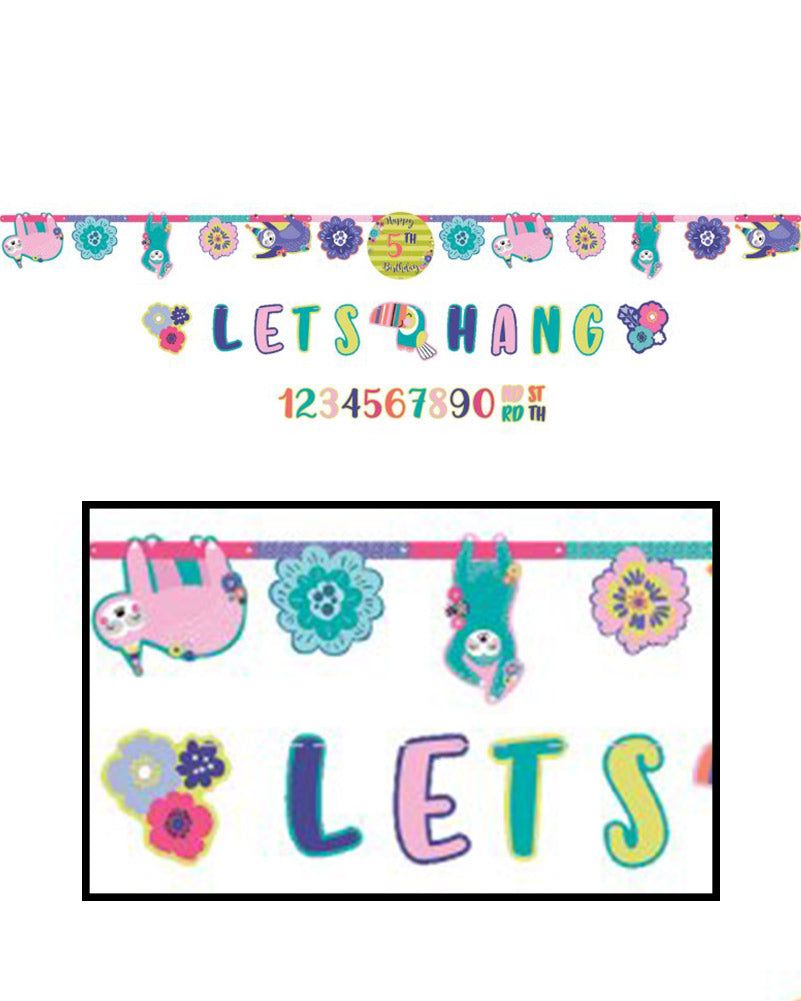 Sloth Happy Birthday Add an Age Letter Banner and Mini Banner Kit