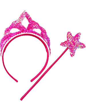 Princess Sparkle Hot Pink Wand and Tiara Set