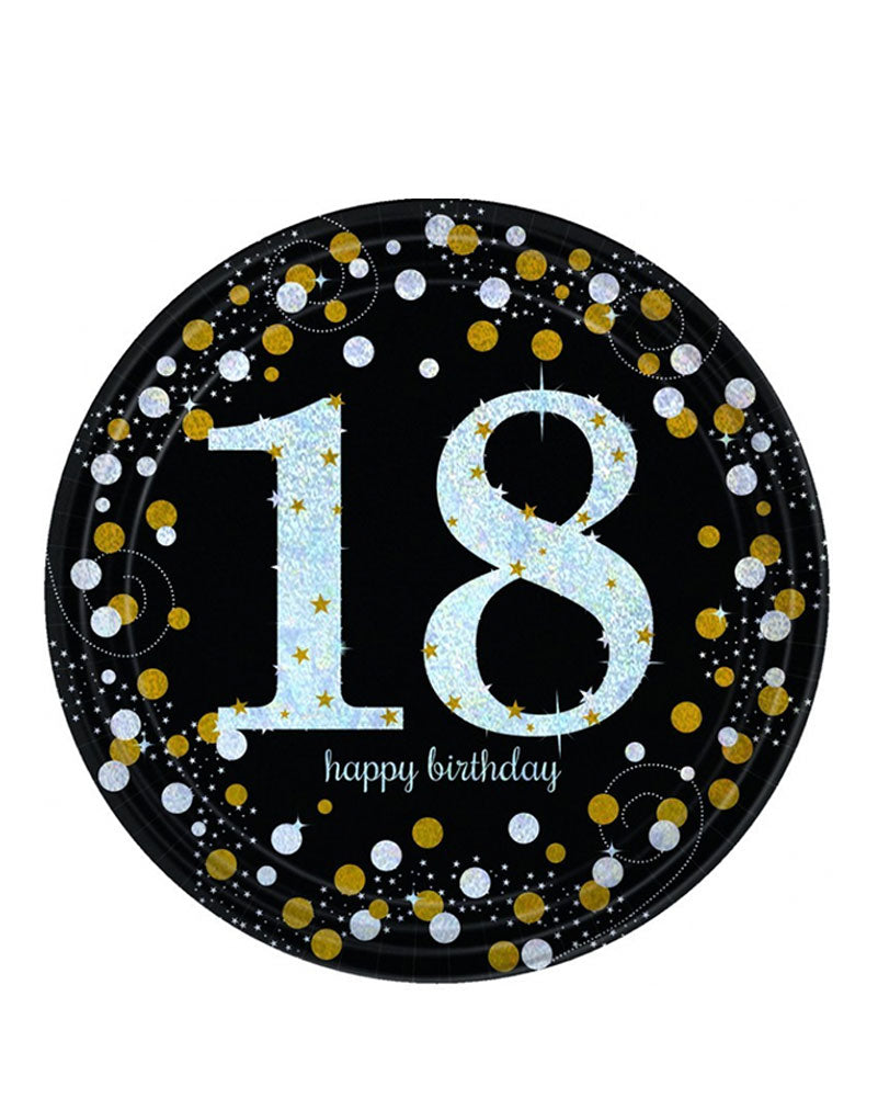 Sparkling Celebration 18th 23cm Prismatic Plates Pack of 8