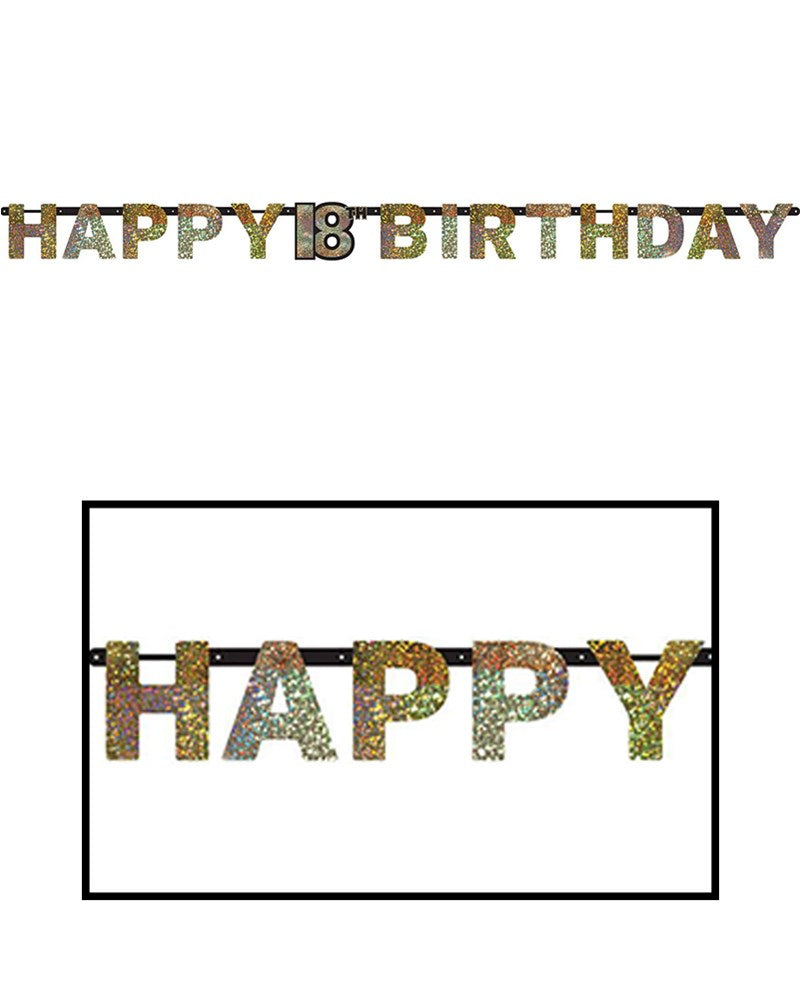 Sparkling Celebration 18th Prismatic Letter Banner