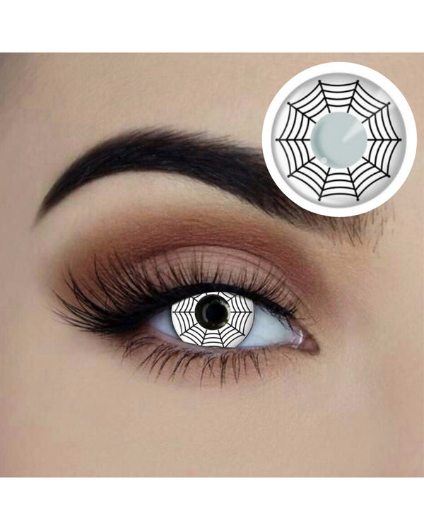 Spider Webs 14mm White and Black Contact Lenses with Case