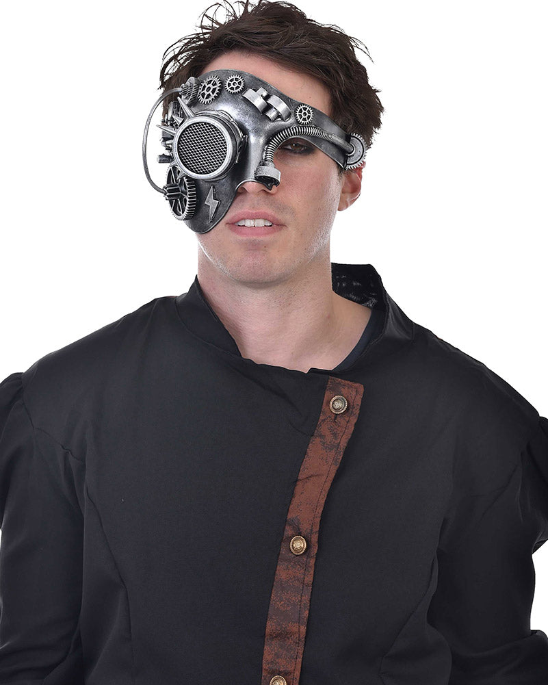 Steampunk Silver Half Face Mask