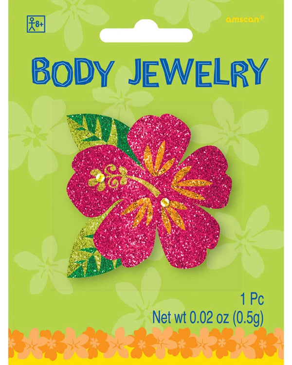 Summer Luau Hibiscus Glitter Body Jewellery