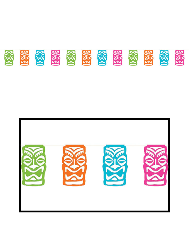 Summer Luau Tiki Paper Flag Banner