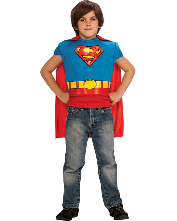 Superman Muscle Chest Top with Cape Boys Costume