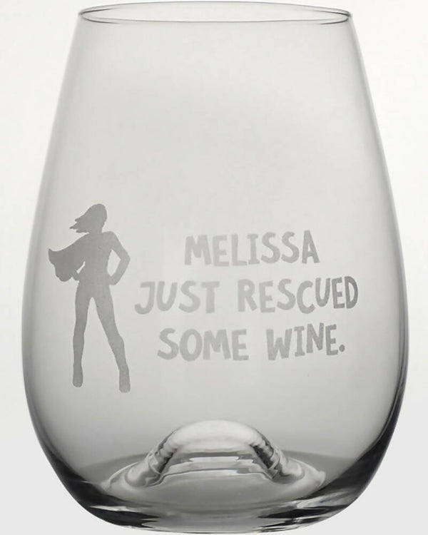Just Rescued Some Wine Engraved 460ml Stemless Wine Glass