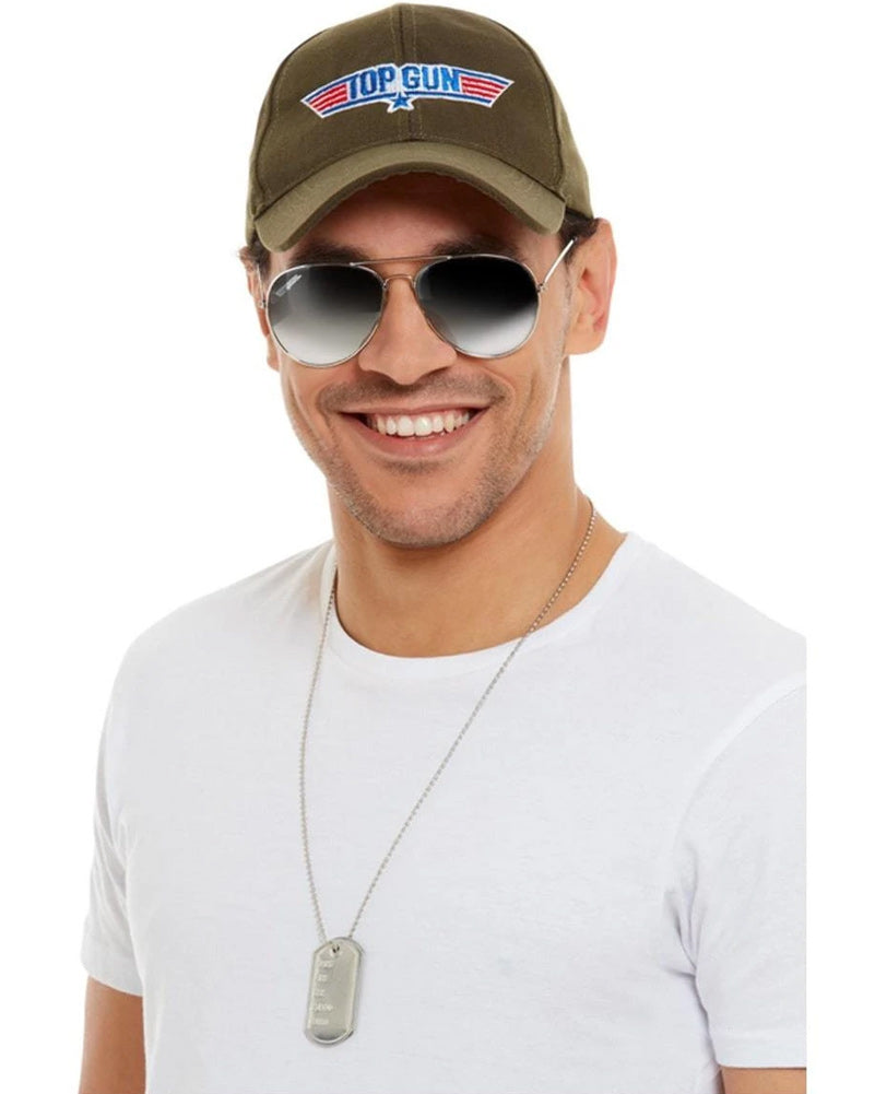 Top Gun Hat Sunglasses and Dog Tags Kit
