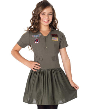 Top Gun Flight Dress Deluxe Girls Costume