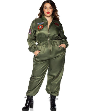 Top Gun Parachute Flight Suit Womens Plus Size Costume