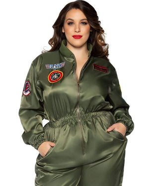 Top Gun Parachute Flight Suit Womens Plus Size Costume