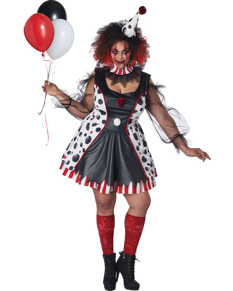 Twisted Clown Womens Plus Size Halloween Costume