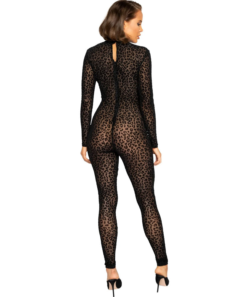 Velvet Leopard Bodysuit Womens Halloween Costume