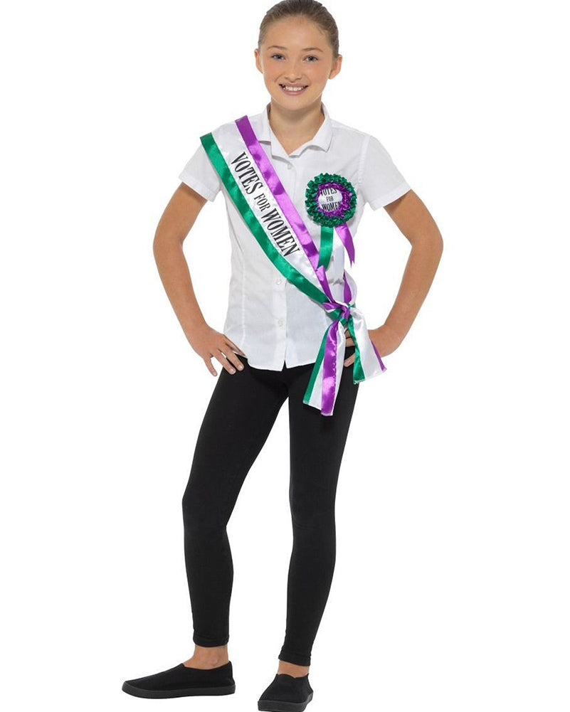 Victorian Suffragette Sash and Badge Accessory Set