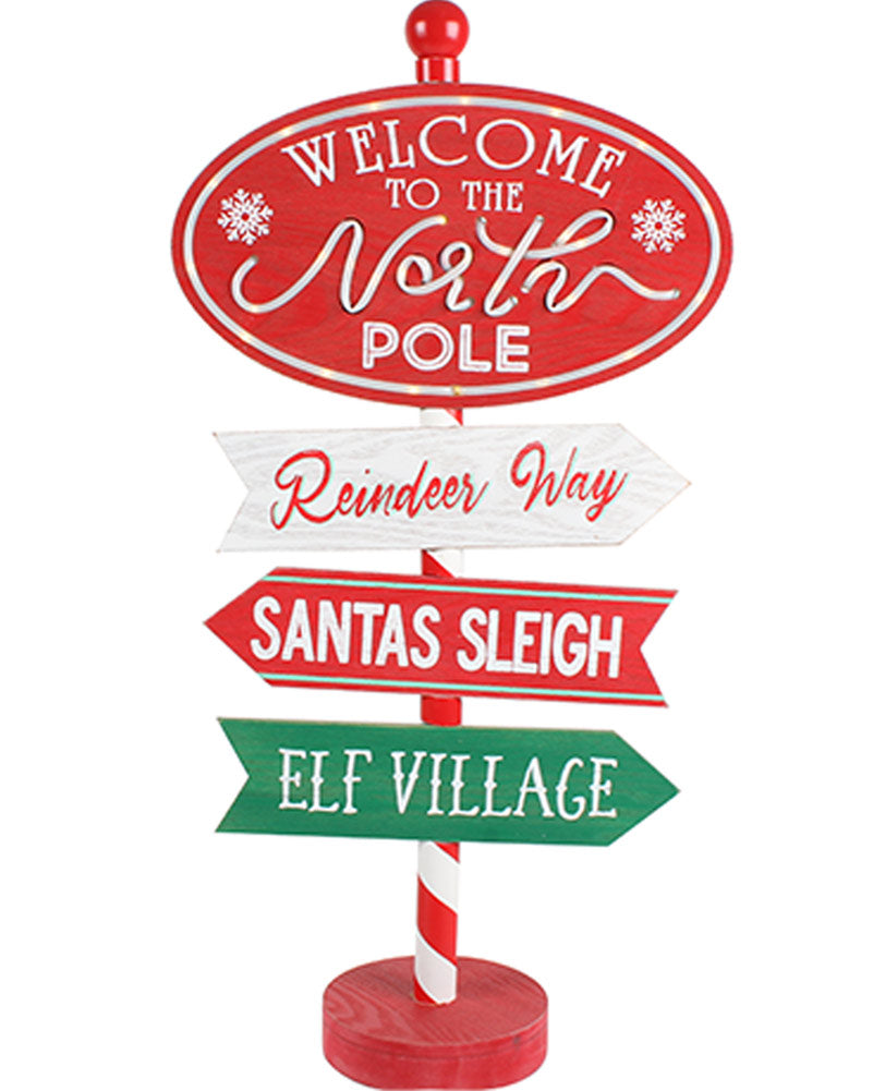 Christmas Vintage Light Up North Pole Stand 62cm