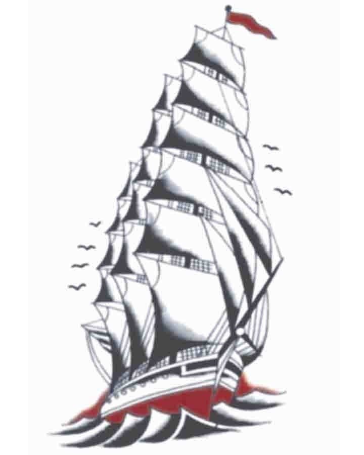 Vintage Ship Temporary Tattoo