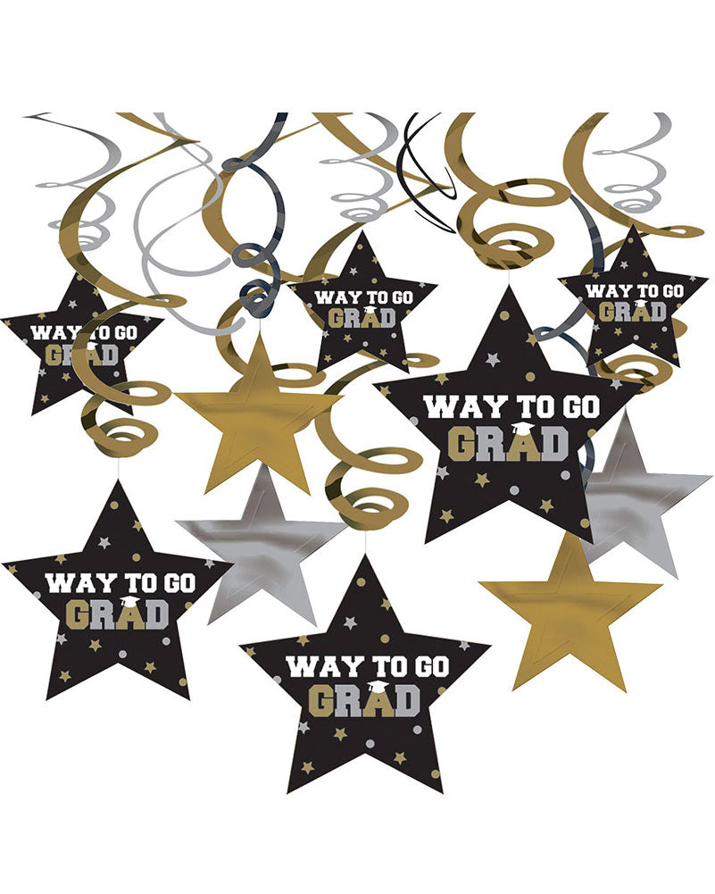 Way to Go Grad Hanging Swirl Decorations Mega Value Pack of 30