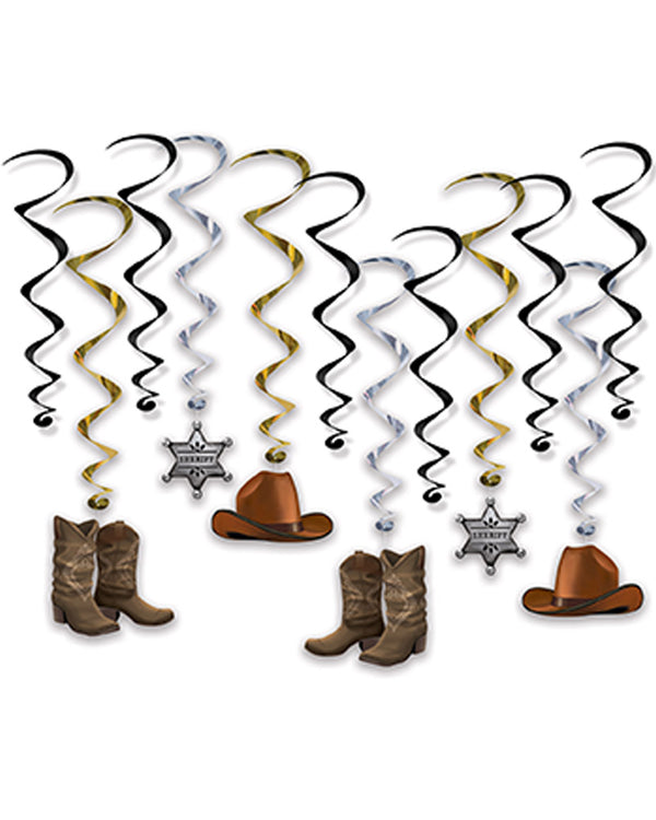Western Hanging Swirl Decorations Pack of 12