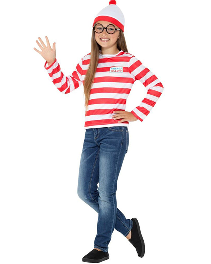 Wheres Wally Kit Adult Red White T-Shirt Hat Glasses