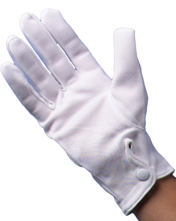 Christmas White Gloves with Snap Closure