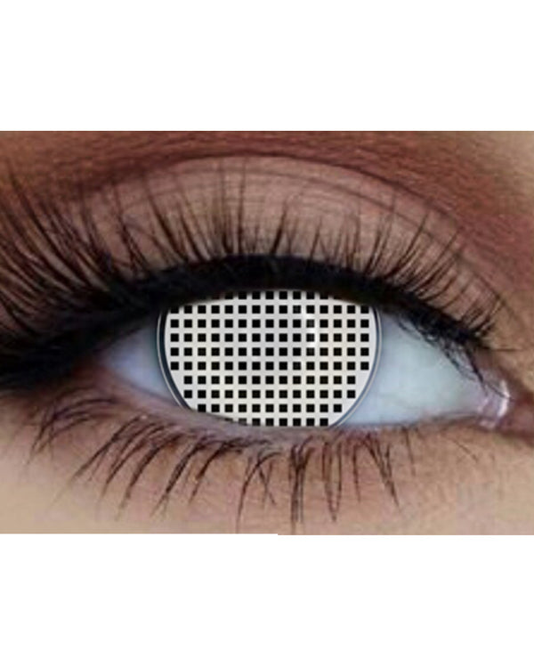 White Mesh 14mm White Contact Lenses with Case