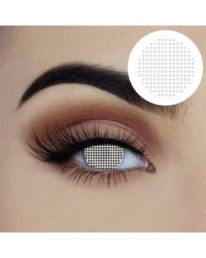 White Mesh 14mm White Contact Lenses with Case
