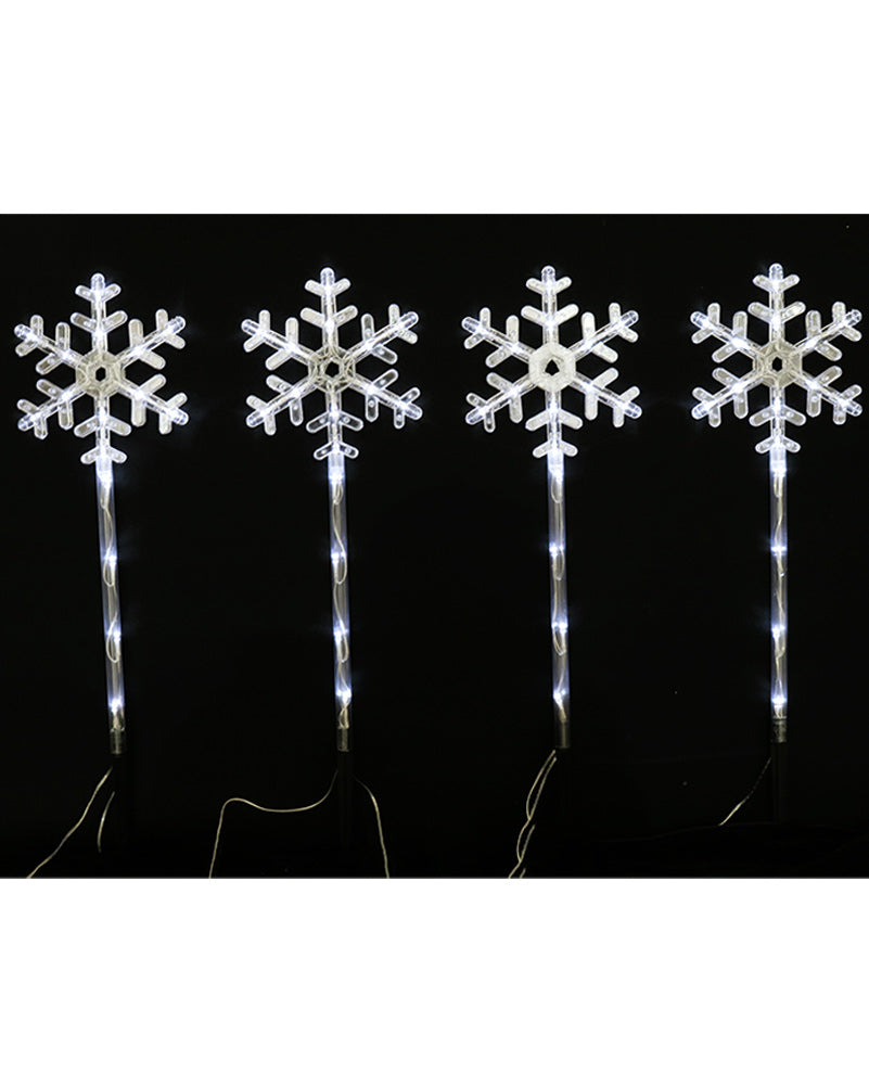 White Snowflake Path Solar Christmas Lights Pack of 4