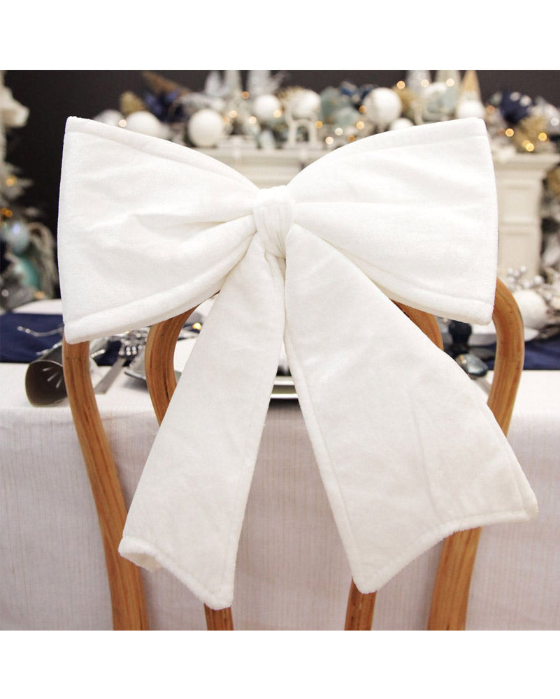 Christmas White Velvet Bow 32cm