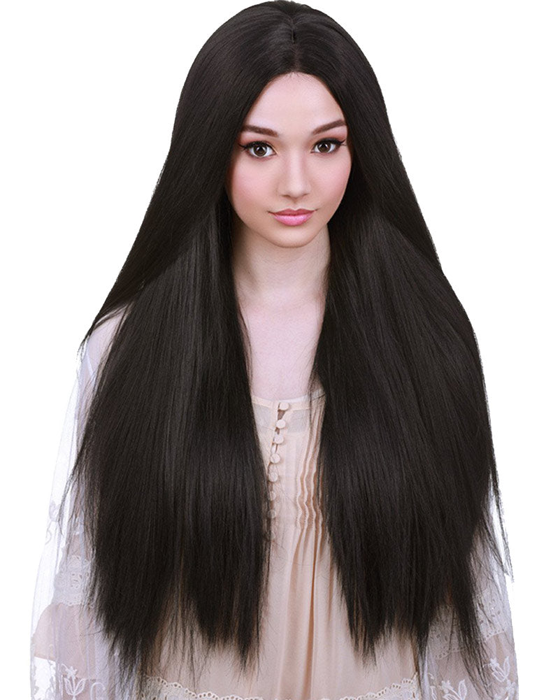 Lace Front Yaki Premium Long Black Wig