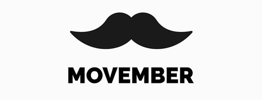 Image of black moustache and 'Movember' written in black.