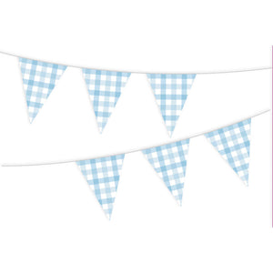 Gingham Paper Bunting Pastel Blue