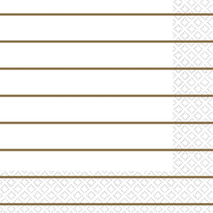 Gold Stripes 2ply Lunch Napkins Pack of 16