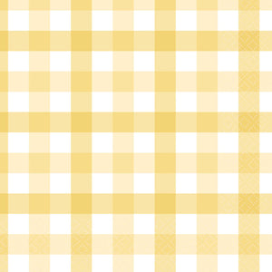 Gingham Lunch Napkin FSC Pastel Yellow