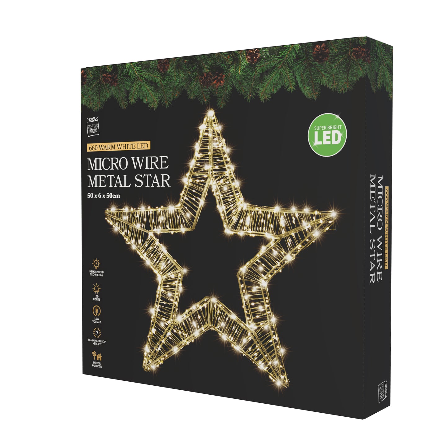 Warm White Star 600 Piece Micro LED Christmas Light 50cm