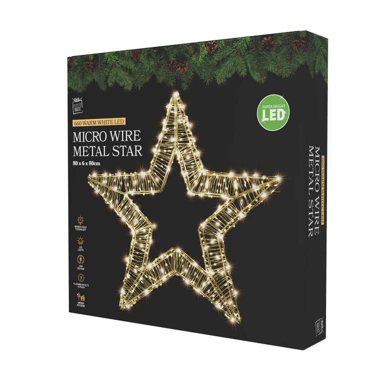 Warm White Star 600 Piece Micro LED Christmas Light 50cm
